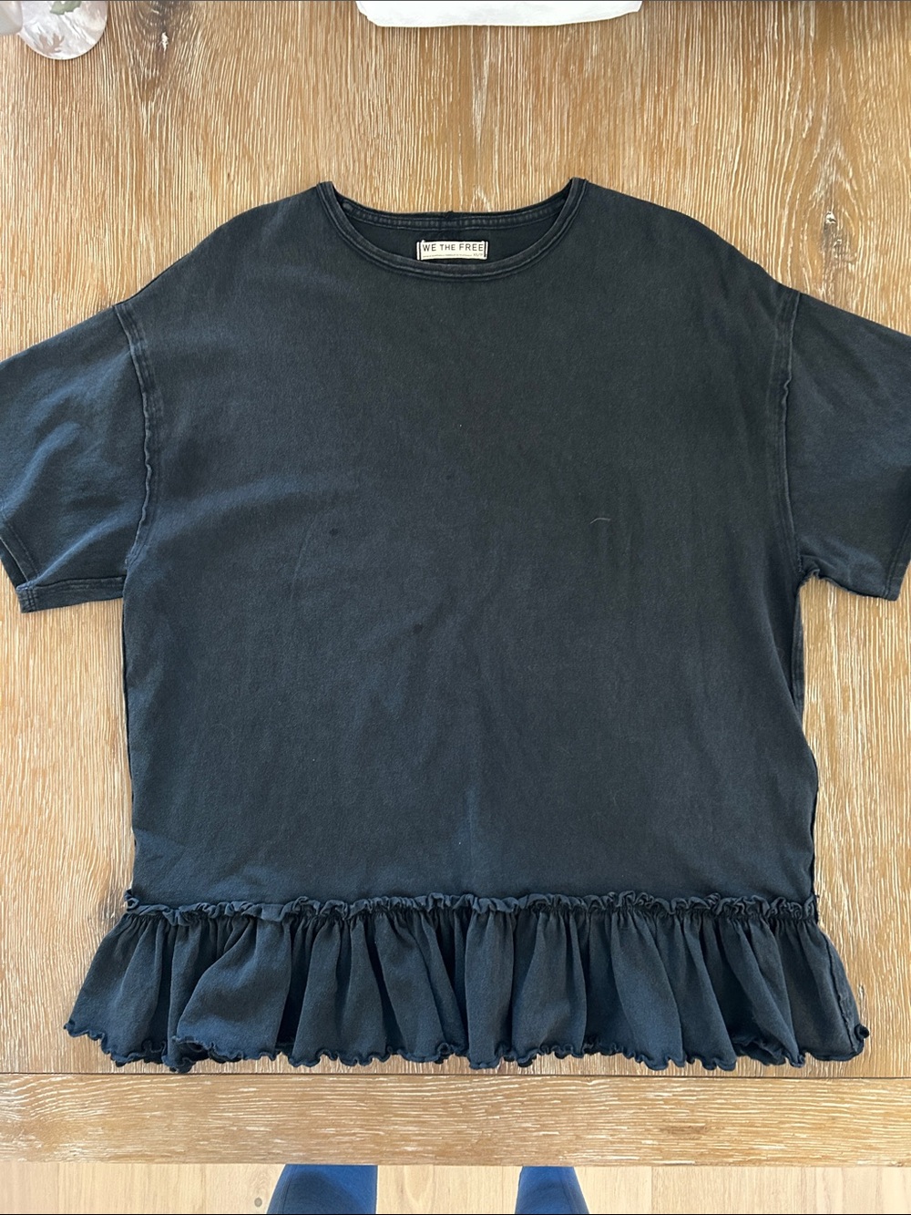 We The Free | Why Yes Black Ruffle Hem Tee